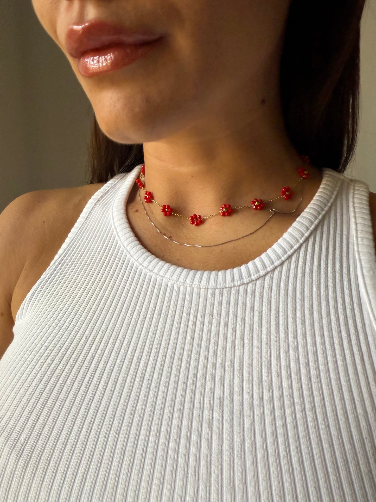 Collana Flower Rosso