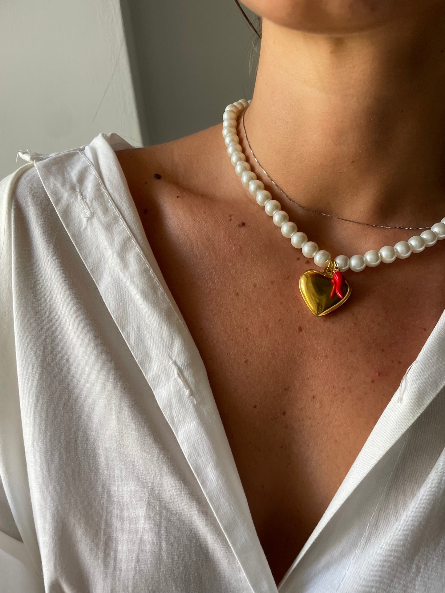 Collana ciondolo Cuore e Peperoncino