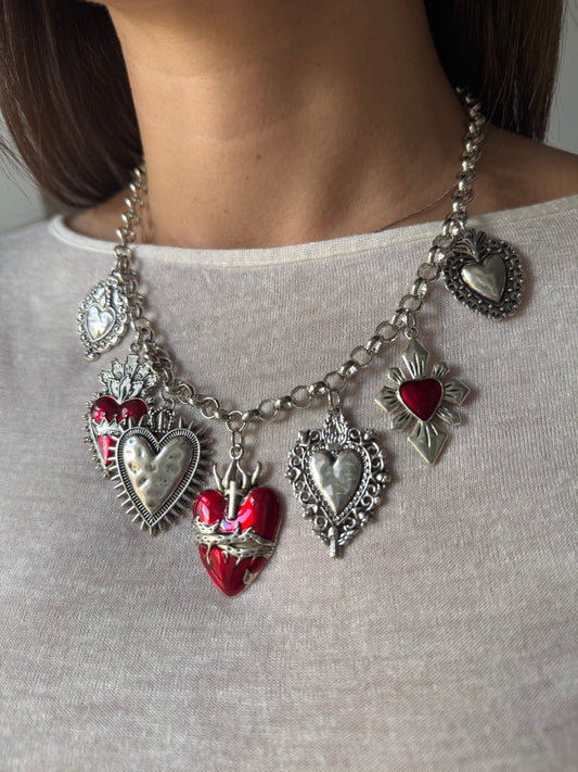 Collana Charms Cuori Sacri Argentis Red