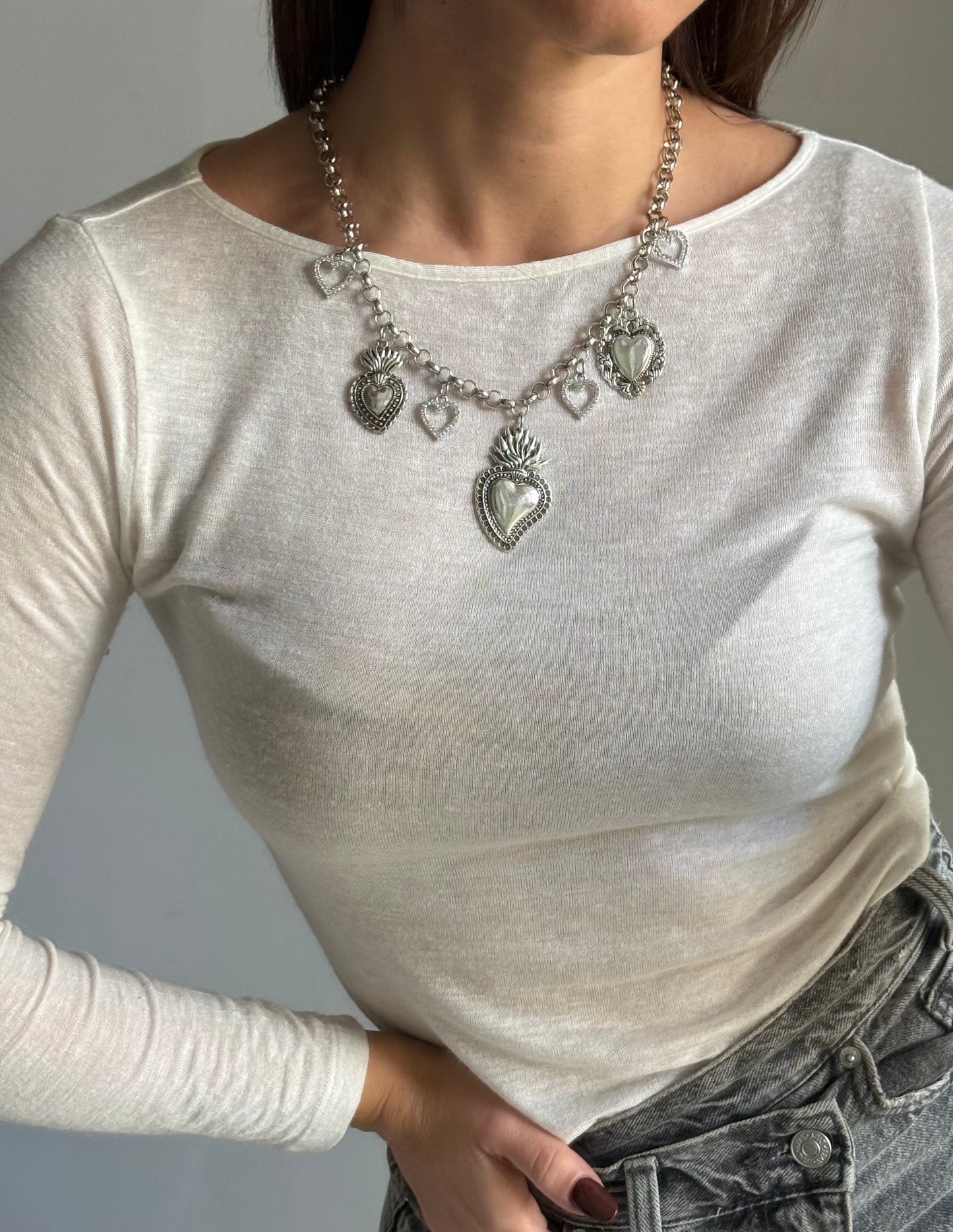 Collana Charms Cuori Sacri Argentis