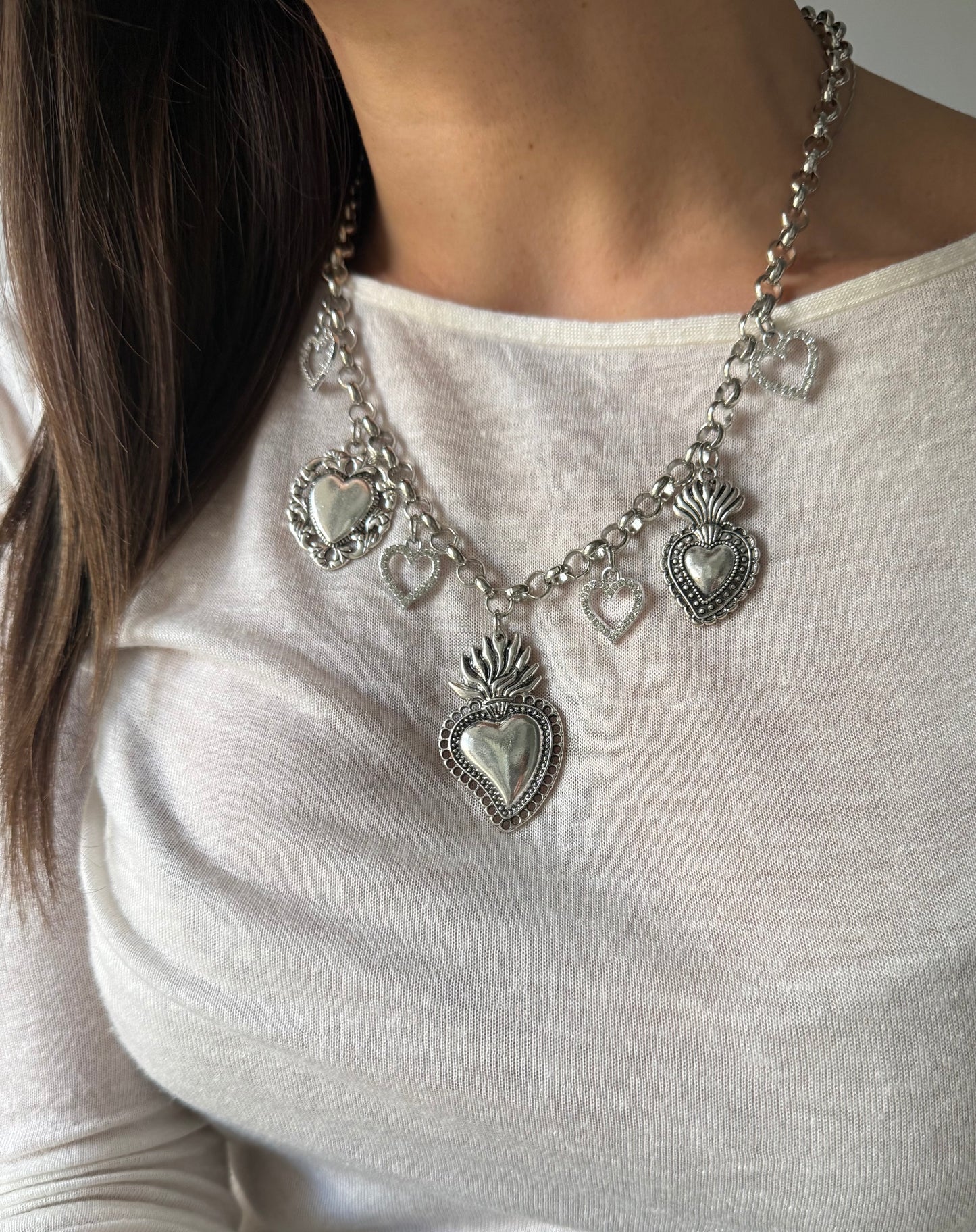 Collana Charms Cuori Sacri Argentis