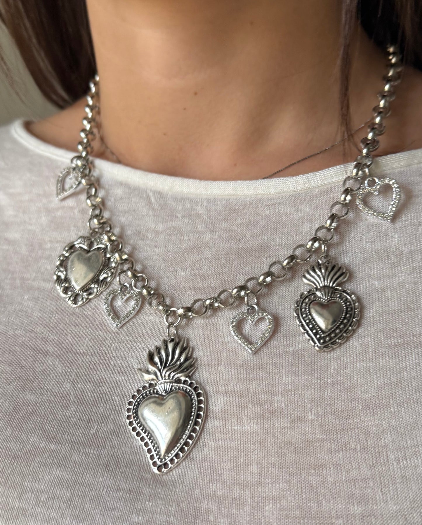 Collana Charms Cuori Sacri Argentis