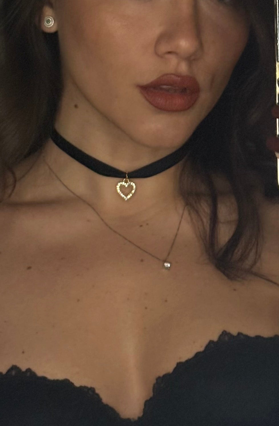 Choker Velluto Cuore Zirconato