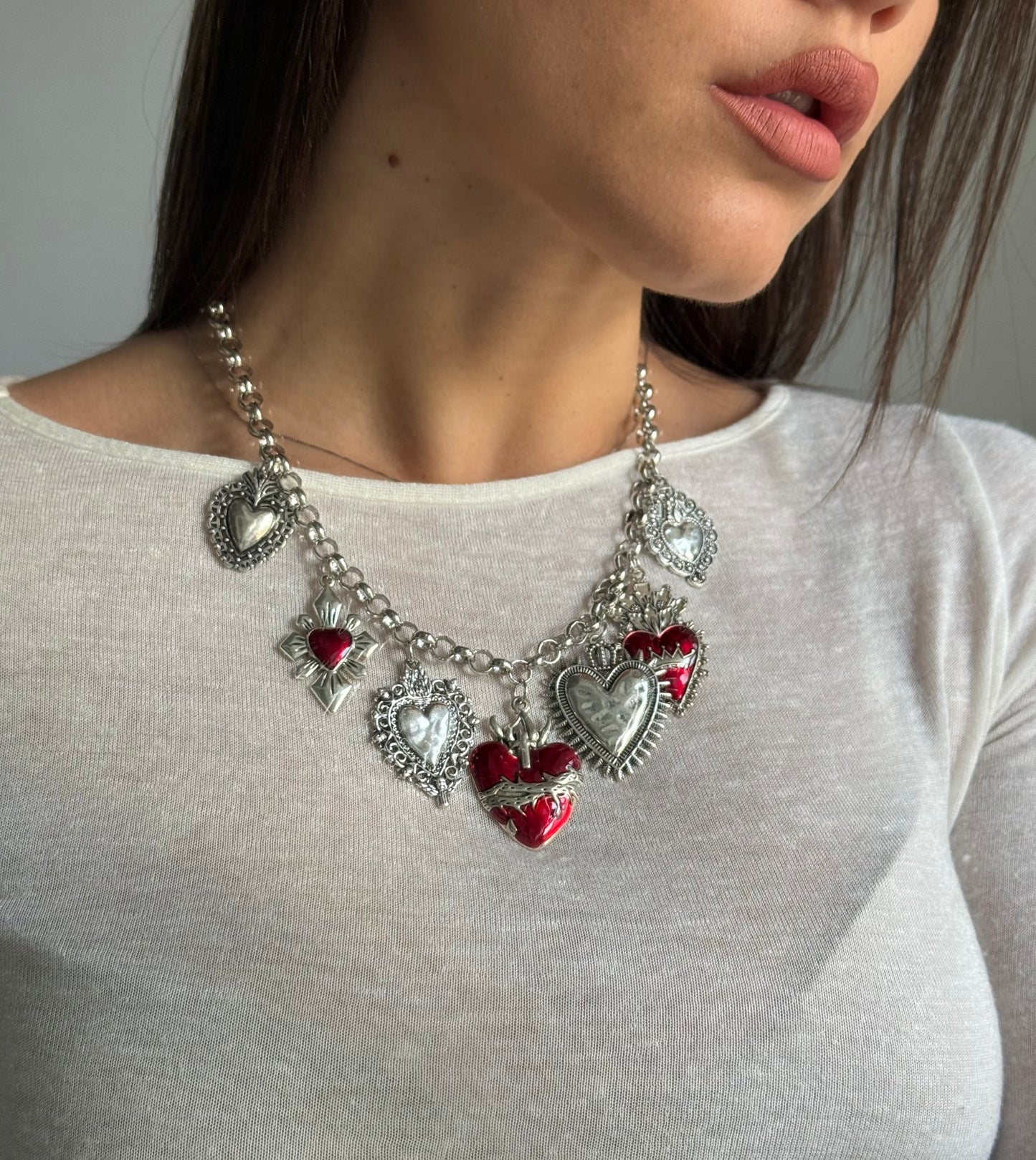Collana Charms Cuori Sacri Argentis Red