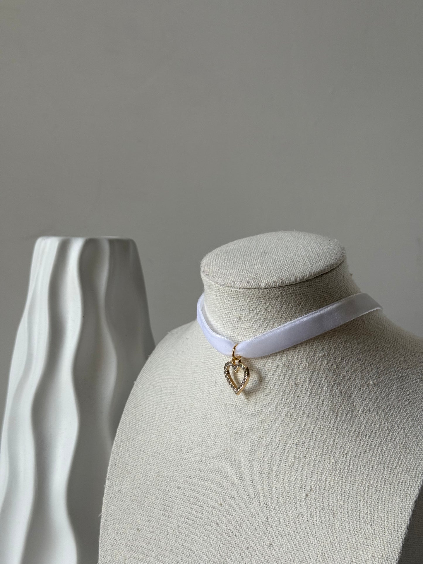 Choker Velluto Cuore Zirconato