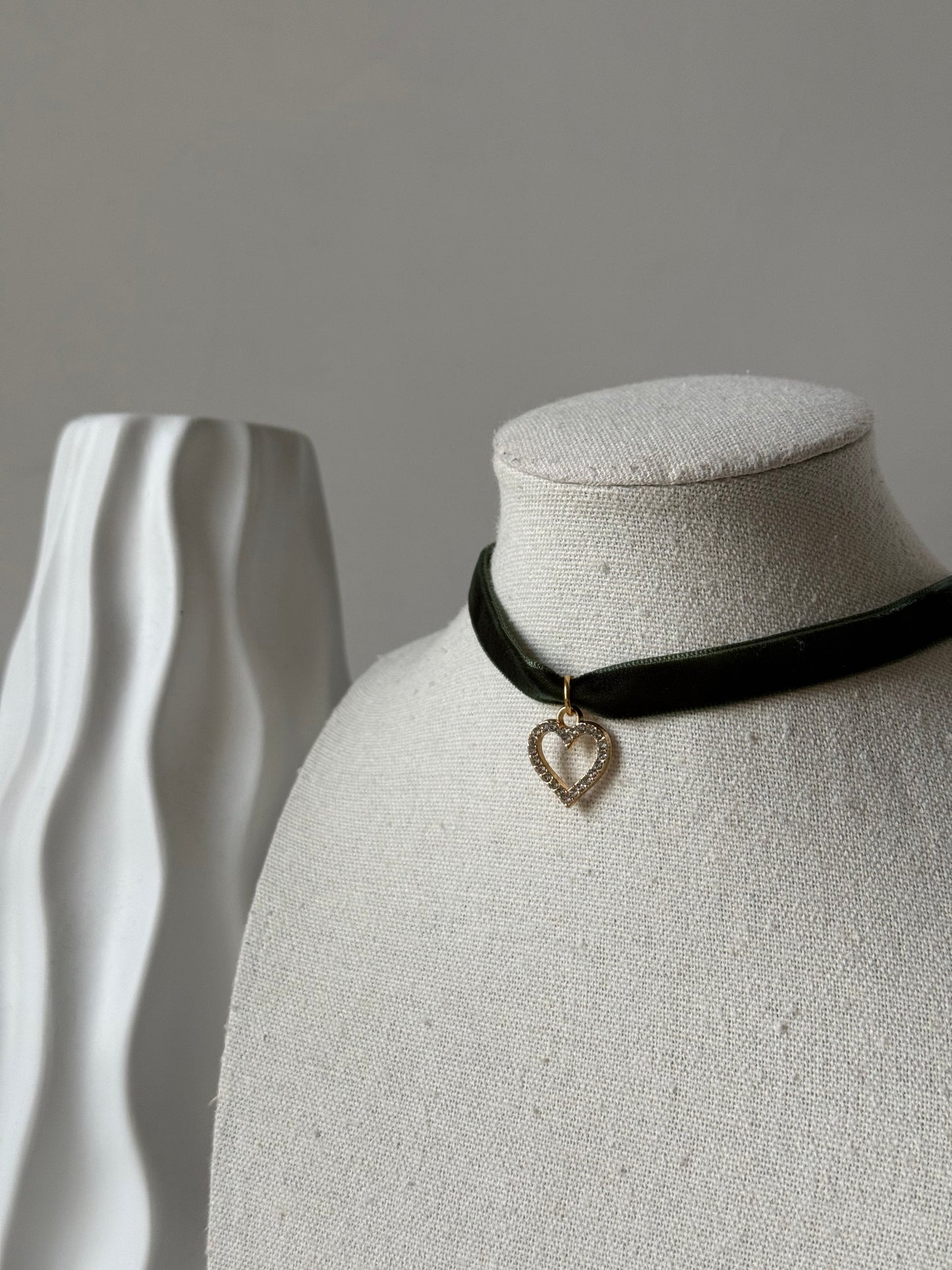 Choker Velluto Cuore Zirconato