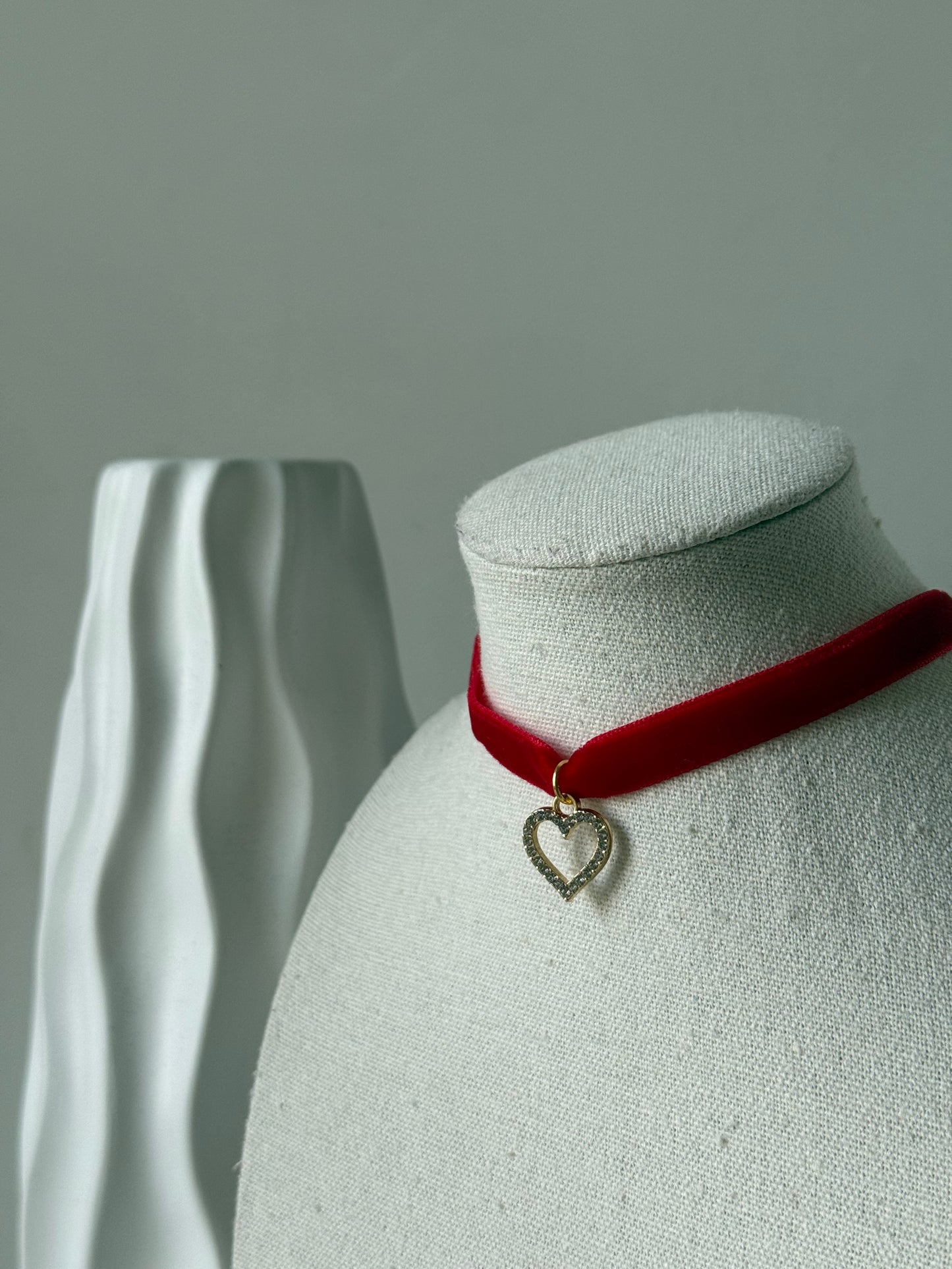 Choker Velluto Cuore Zirconato