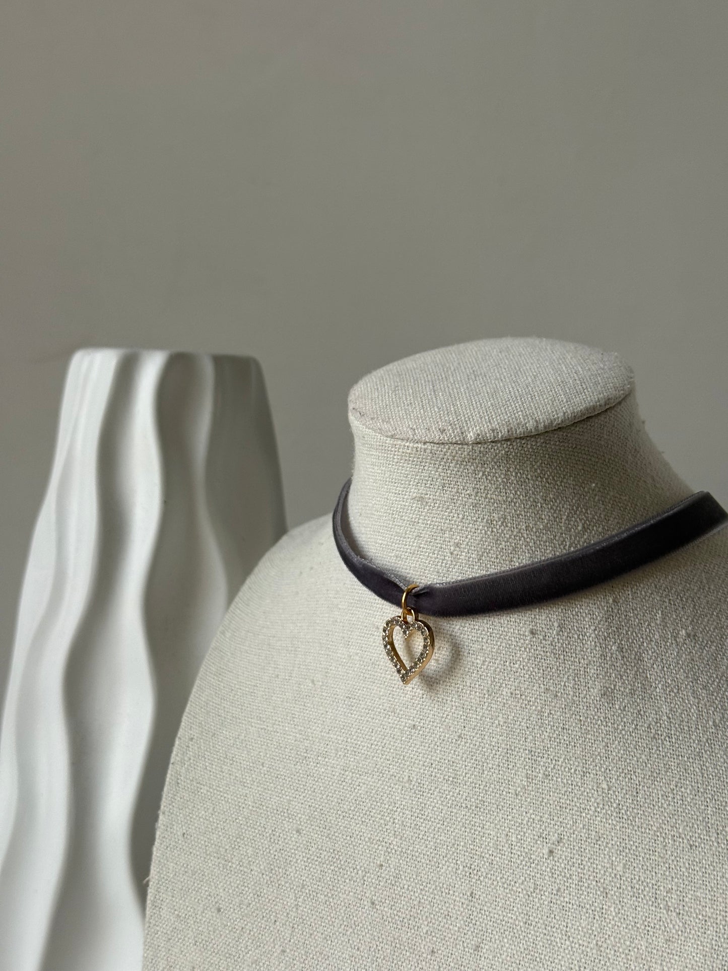 Choker Velluto Cuore Zirconato