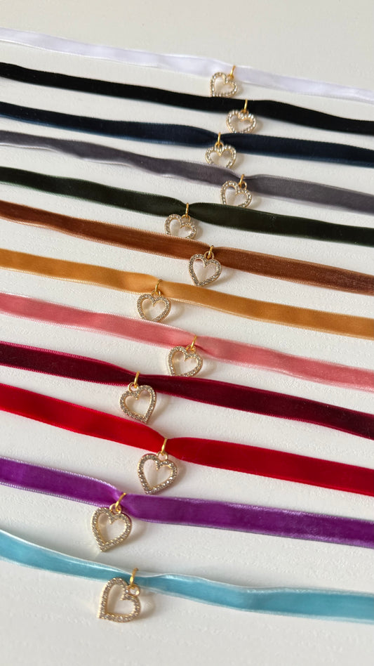 Choker Velluto Cuore Zirconato