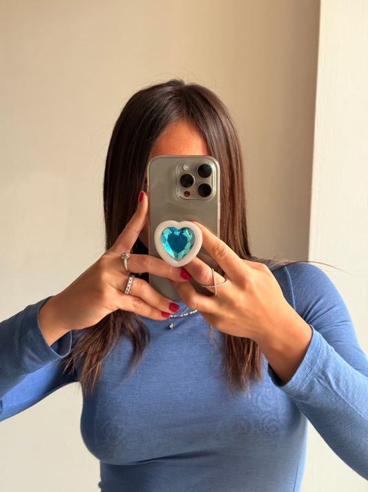 Pop-Socket 3D Bianco-Azzurro