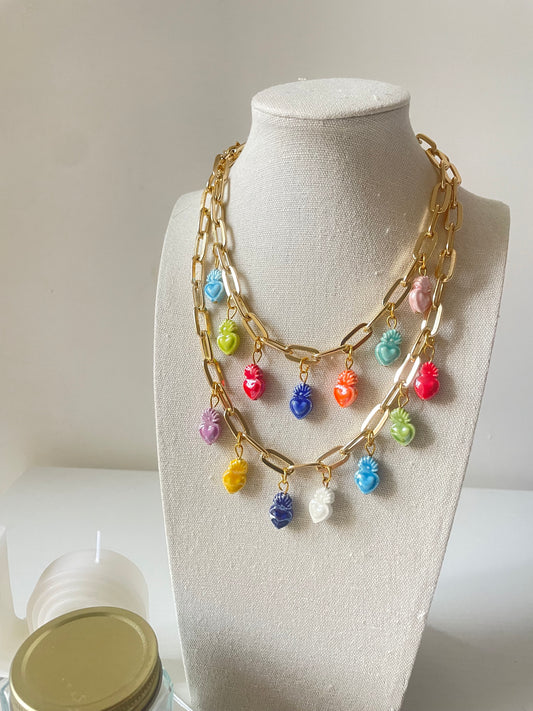 Collana Charms Cuori sacri